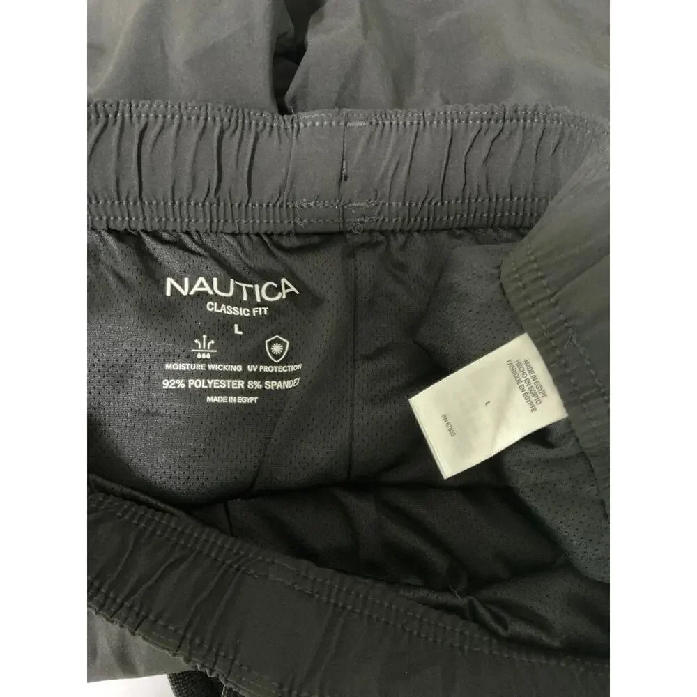 NWT Nautica Solid Black Quick-Dry UPF 50+ Swim Shorts Men's Size Large